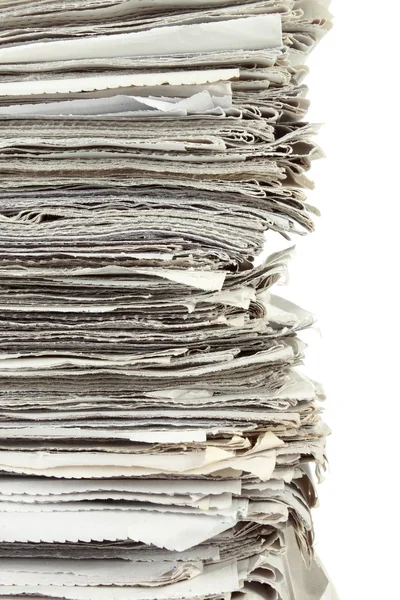 Stack of newspaper on white background — Stock Photo, Image