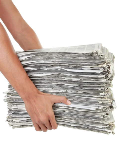 A stack of paper in his hand — Stock Photo, Image