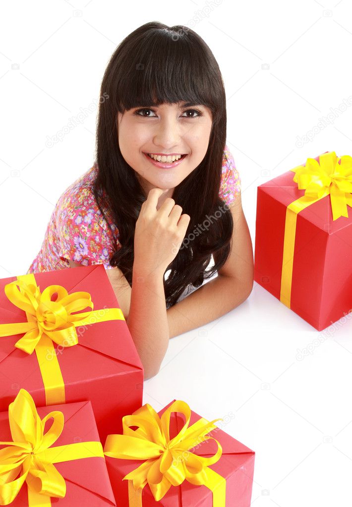 Woman with a lots of presents