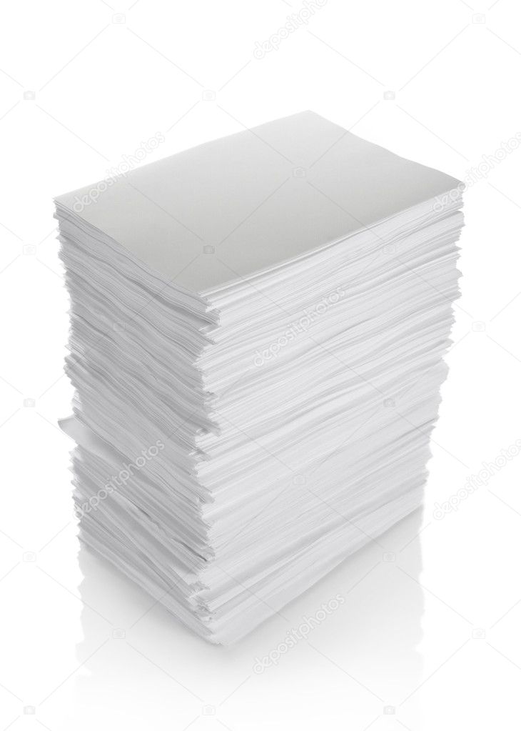 Close up of stack of papers