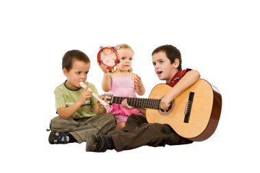 Children playing with instruments clipart