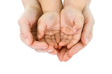Woman hand hold a child's handful clipart