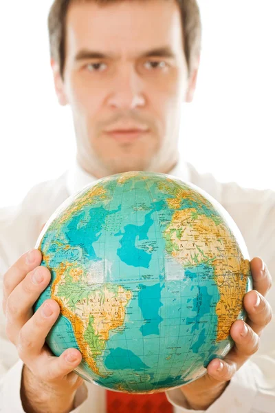 Man holding the globe — Stock Photo, Image