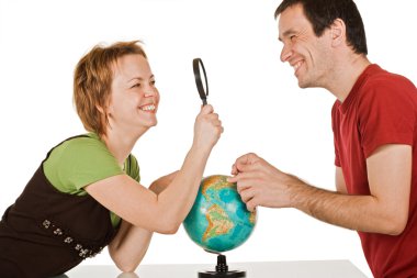 Couple looking to each other clipart