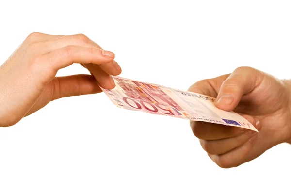 Hands with banknote — Stock Photo, Image