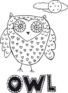 Drawing of an owl. vector illustration clipart