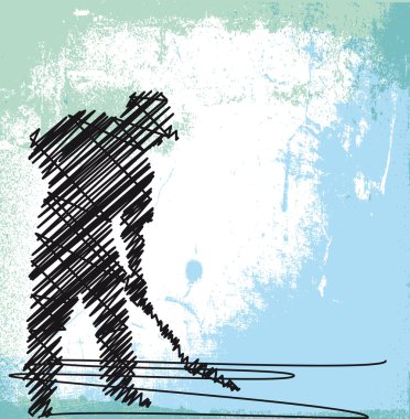 Abstract sketch of Worker digging with a shovel. Vector illustra clipart