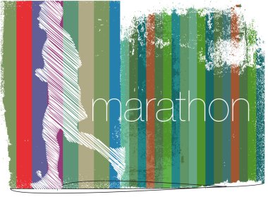 Marathon runner in abstract background. Vector illustration clipart