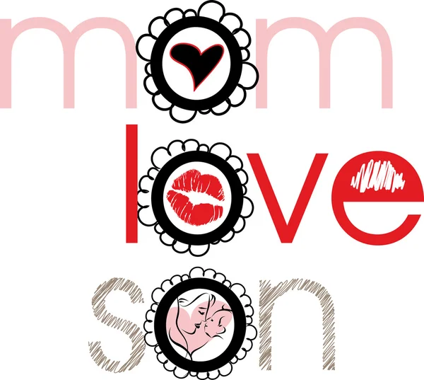 Anne, aşk, evlat. vektör çizim — Stok Vektör
