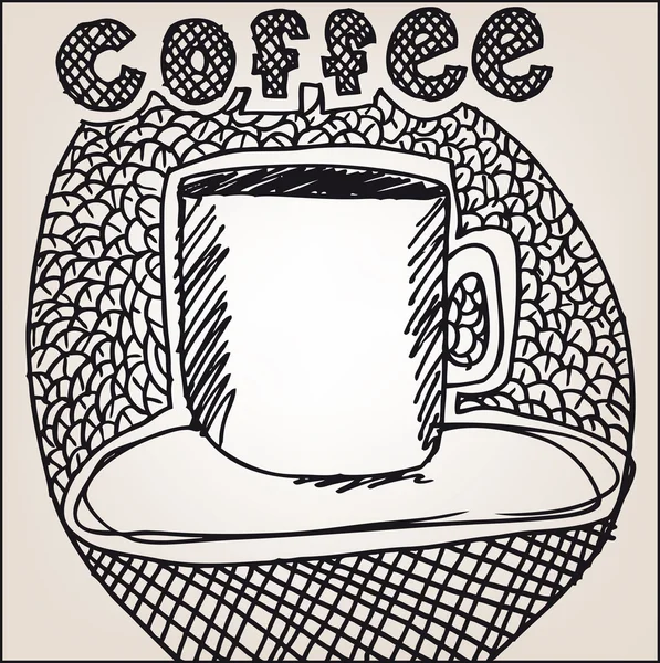 Schiță de cafea. Ilustrație vectorială — Vector de stoc
