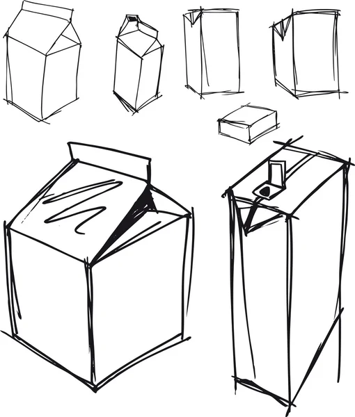 Sketch of milk boxes — Stock Vector