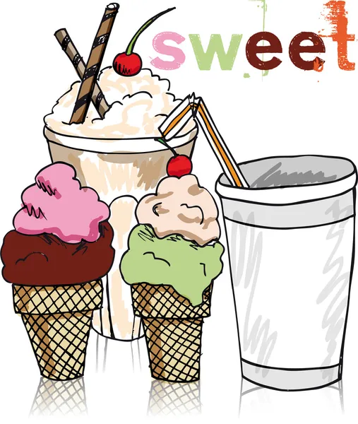 Esboço de sorvete, ilustração vetorial — Vetor de Stock