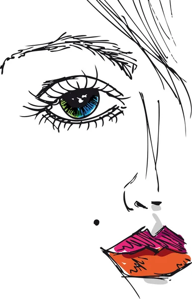 Skiss av vacker kvinna ansikte. vektor illustration — Stock vektor