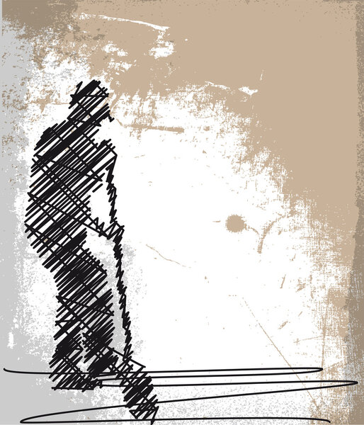 Abstract sketch of Worker digging with a shovel. Vector illustra