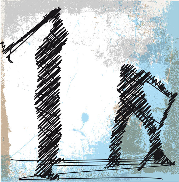 Abstract sketch of craftsman working with a pick. Vector illustr