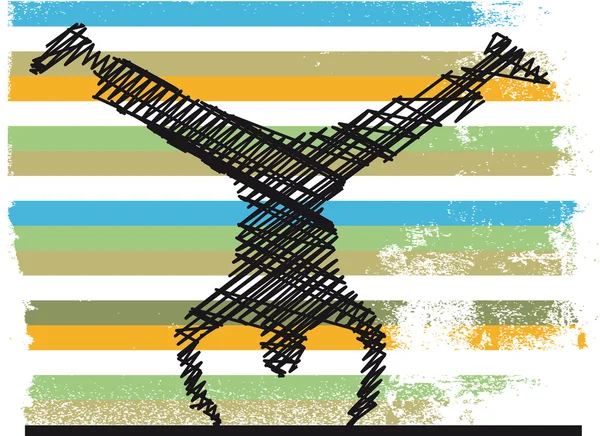 Kroki akrobasi amuda jimnastik. vektör illustr — Stok Vektör