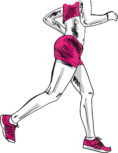 Náčrtek ženské maratónský běžec. vektorové ilustrace — Stockový vektor
