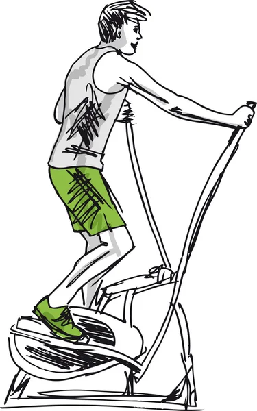 Skizze eines Mannes im Fitnessstudio. Vektorillustration — Stockvektor