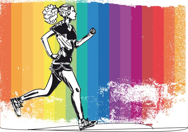 Sketch of female marathon runner. Vector illustration — Stock Vector