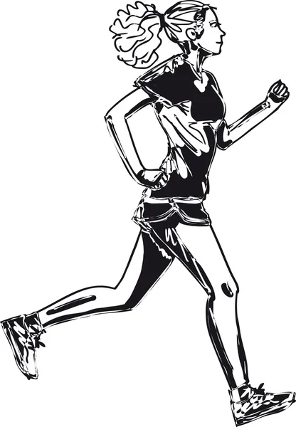 Esboço da corredora de maratona feminina. Ilustração vetorial —  Vetores de Stock