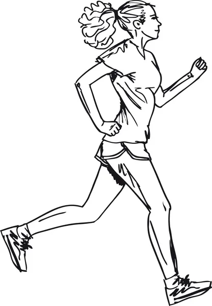 Szkic kobiece maratończyk. Ilustracja wektorowa — Wektor stockowy