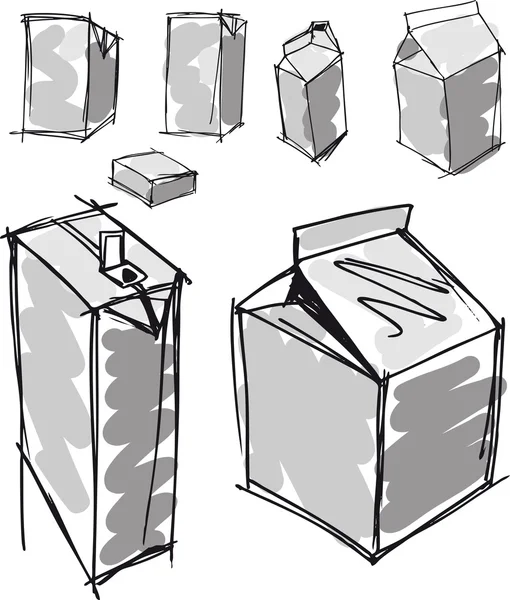 우유 상자 스케치 — 스톡 벡터