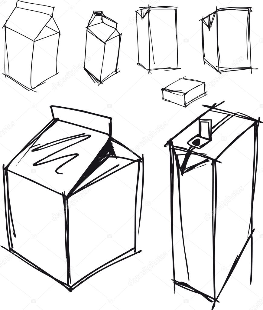 Sketch of milk boxes