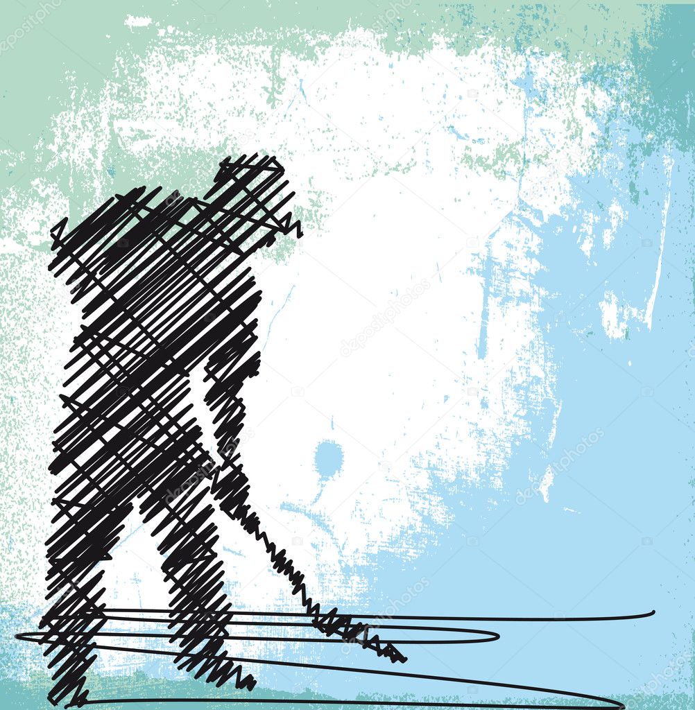 Abstract sketch of Worker digging with a shovel. Vector illustra