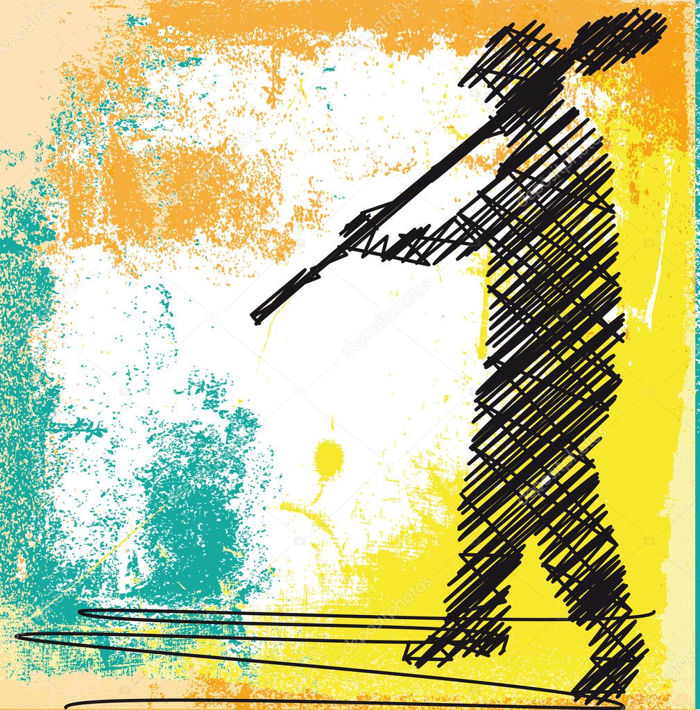 Abstract sketch of Worker digging with a shovel. Vector illustra