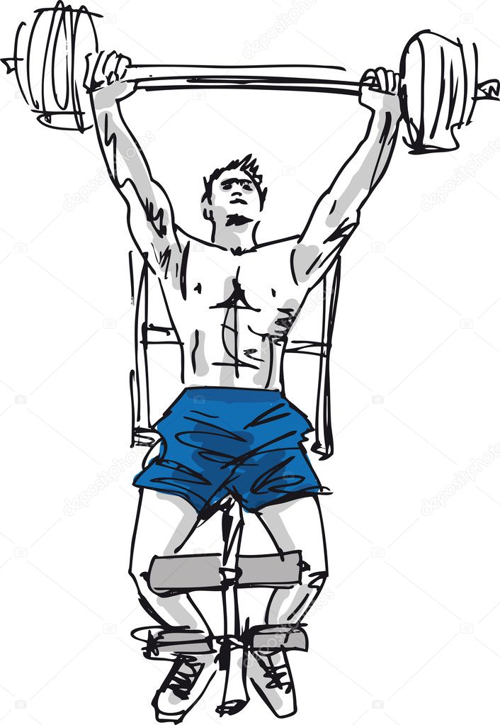 Sketch of strong man. Vector illustration