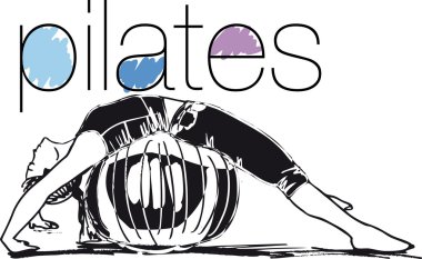 Sketch of woman doing pilates. Vector illustration clipart