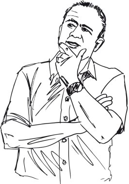 Sketch of thoughtful mature man. Vector illustration clipart