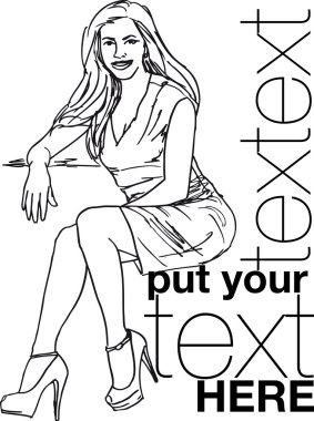 kız seksi moda kroki. vektör çizim
