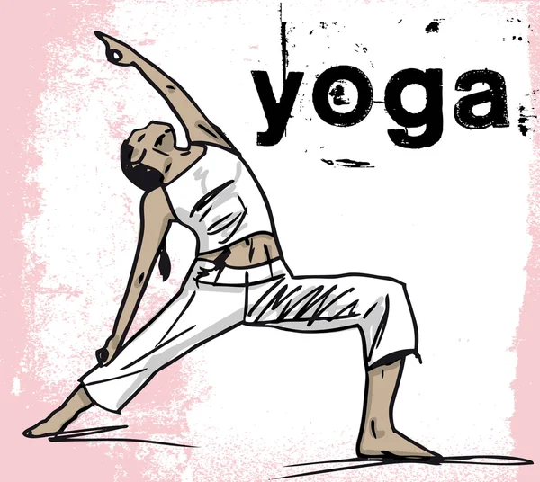 Abstracte schets van vrouw mediteren en doen yoga. vector illus — Stockvector