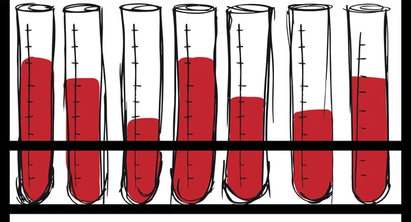 Schizzo della provetta con il sangue. illustrazione vettoriale — Vettoriale Stock