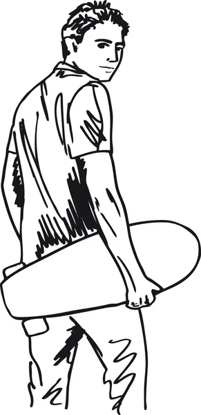Boceto del chico del monopatín. Ilustración vectorial — Archivo Imágenes Vectoriales