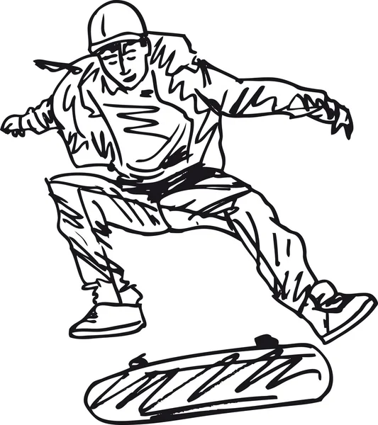 Sketch of Skateboard boy. Vector illustration — Stock Vector