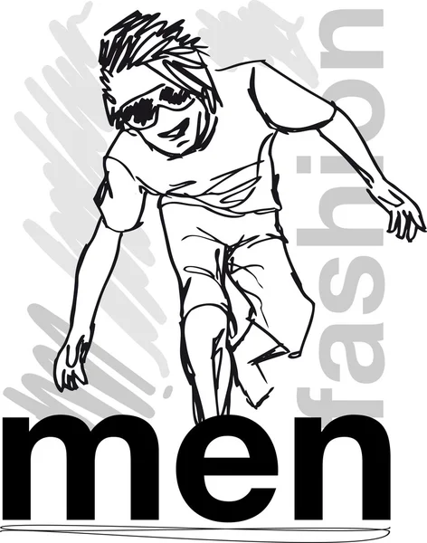 Croquis du bel homme de la mode. Illustration vectorielle — Image vectorielle