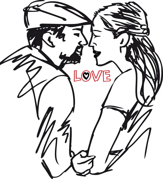 Sketch of couple. Vector illustration — Stock Vector