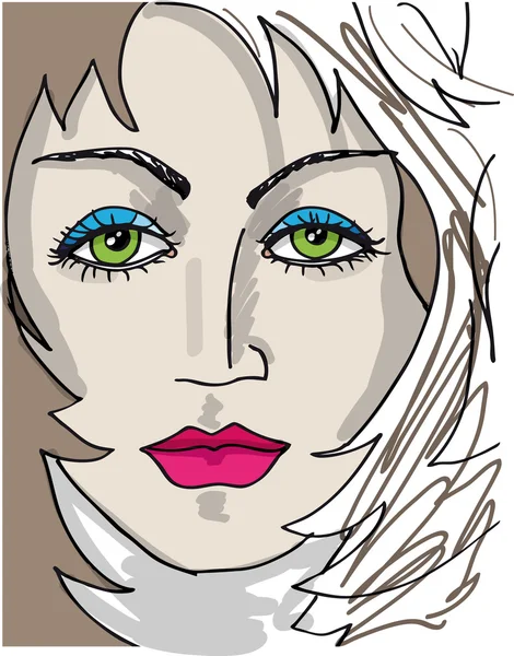 女性顔を抽象化します。ベクトル イラスト — ストックベクタ