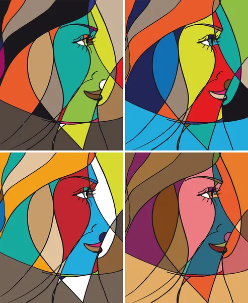 Soyut kadın yüzü. vektör çizim — Stok Vektör