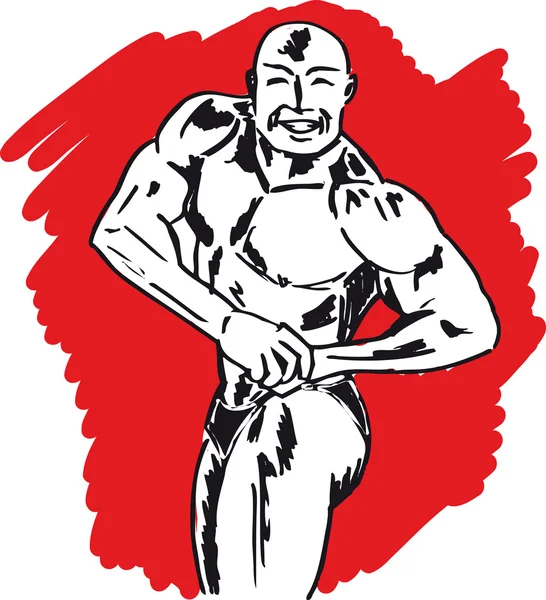 Schizzo del bodybuilder. illustrazione vettoriale — Vettoriale Stock