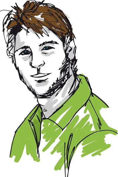 Sketch of handsome man face. Vector illustration — Stock Vector