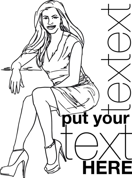 Sketch of Sexy fashion girl. Vector illustration — Stock Vector