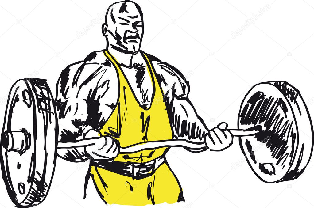 Sketch of strong man. Vector illustration