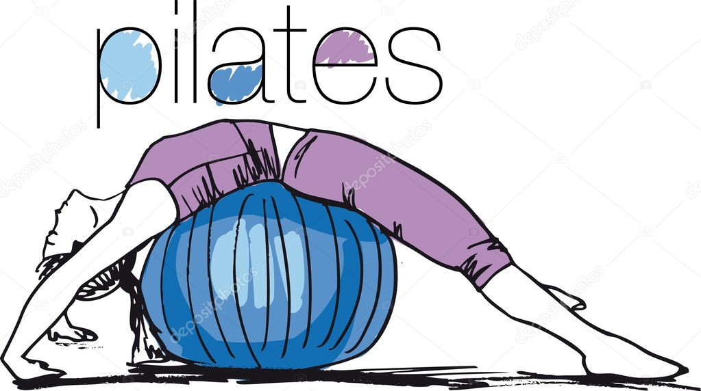 Sketch of woman doing pilates. Vector illustration