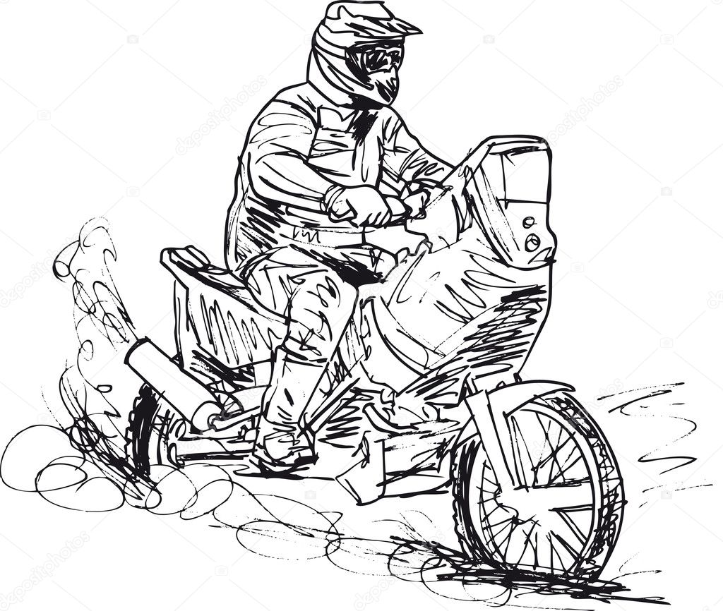 Sketch of motocross bike increase speed in track.