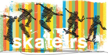 Abstract Skateboarder jumping. Vector illustration clipart