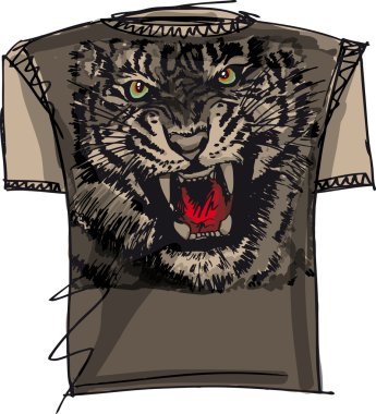 Tee sketch of tiger. vector illustration clipart