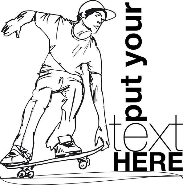 Esboço do Skate Boy. Ilustração vetorial — Vetor de Stock